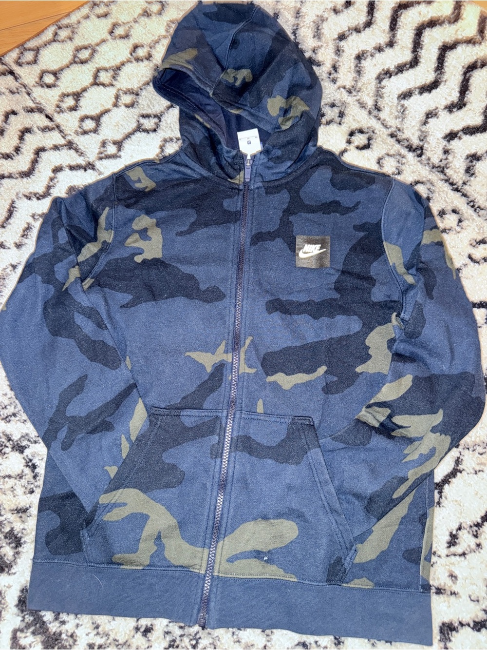 Nike Kids Navy & Olive Camo Full-Zip Hoodie